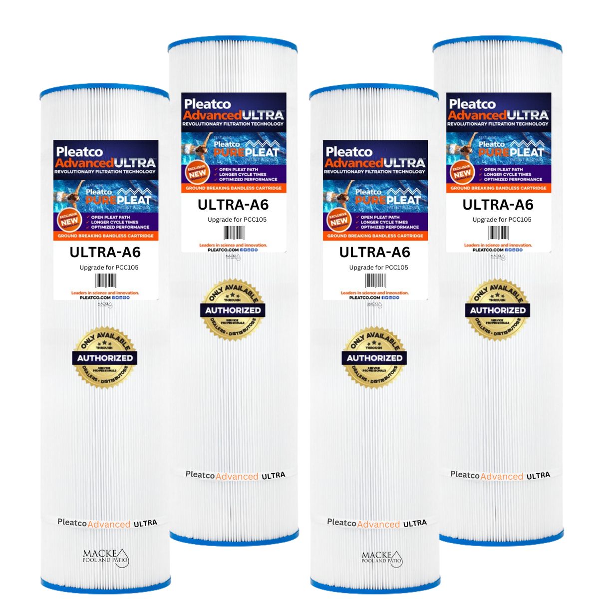 Pleatco ULTRA-A6-PAK4 Pool Filter Cartridges, Pentair Clean
