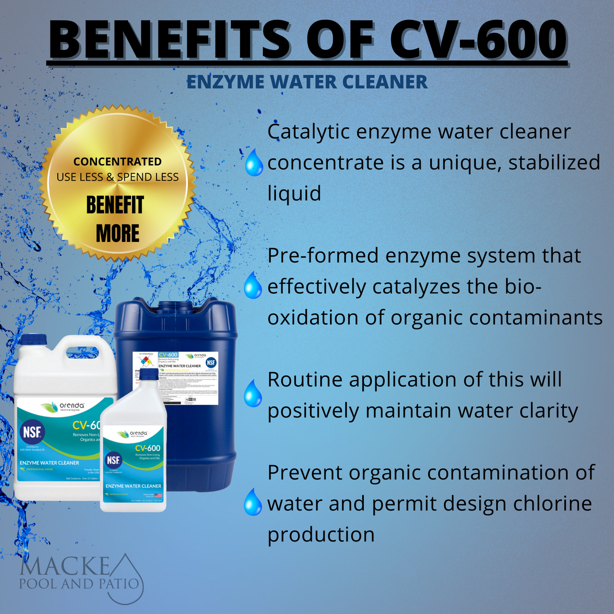 Orenda CV600 Enzyme Water Cleaner Macke Pool & Patio