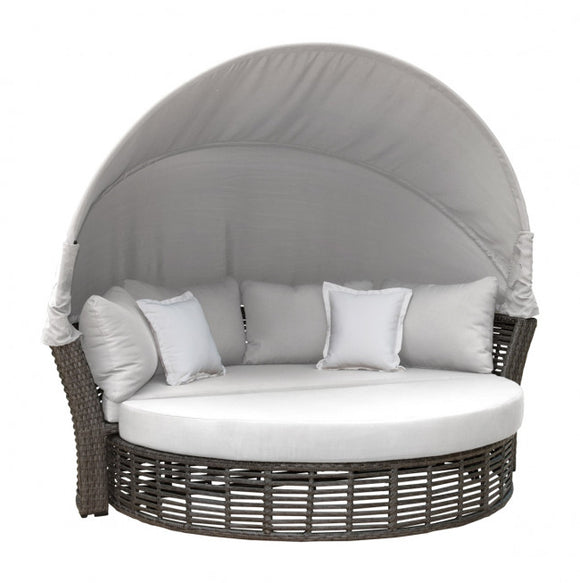 Graphite Canopy Daybed w/off-white cushion - Macke Pool & Patio
