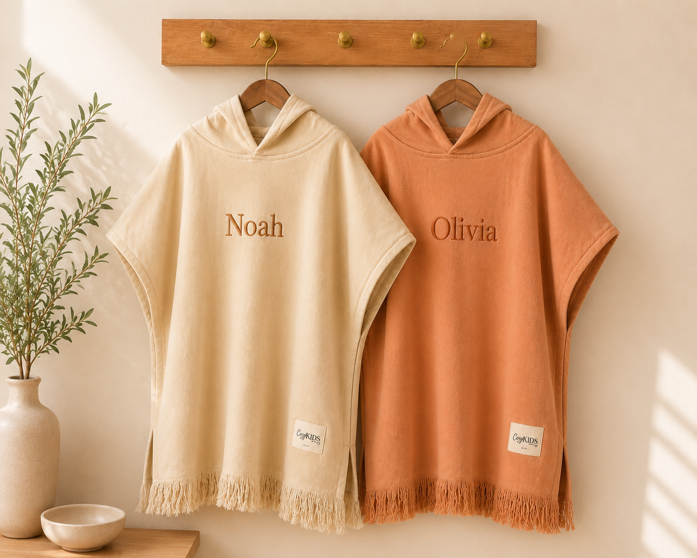 Kids Custom /Personalized Embroidered Organic Cotton Hooded Towel