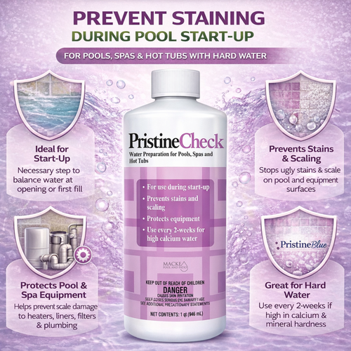 Pristine Check Pool Startup Chemical | Removes Calcium & Minerals Before Adding Pristine Blue