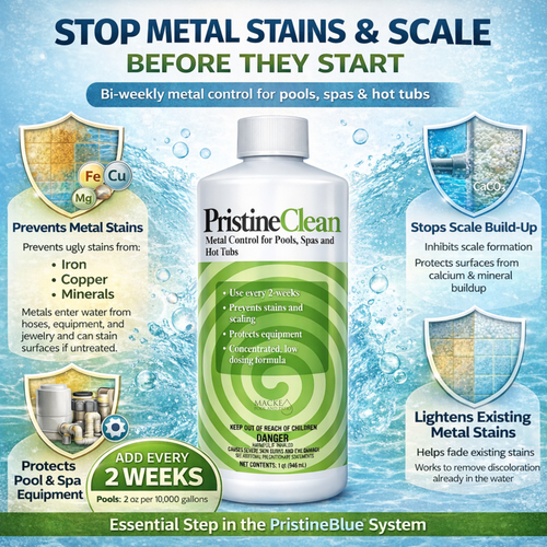 Pristine Clean Pool Metal & Scale Inhibitor – Prevent Pool Stains & Buildup – Pristine Blue Pool Chemical