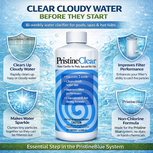 Pristine Clear Pool Water Clarifier for Pools & Hot Tubs | Clears Cloudy Water Fast | Pristine Blue System