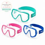 Personalized Kids Swim Goggles | Custom Name Strap | Soft Silicone Swim Mask | Sizes 3+