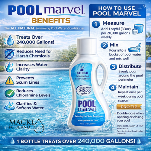 Pool Marvel Enzyme Pool Treatment – Natural Water Conditioner for Clear, Low-Maintenance Pools (40 oz, Treats 240,000 Gallons)