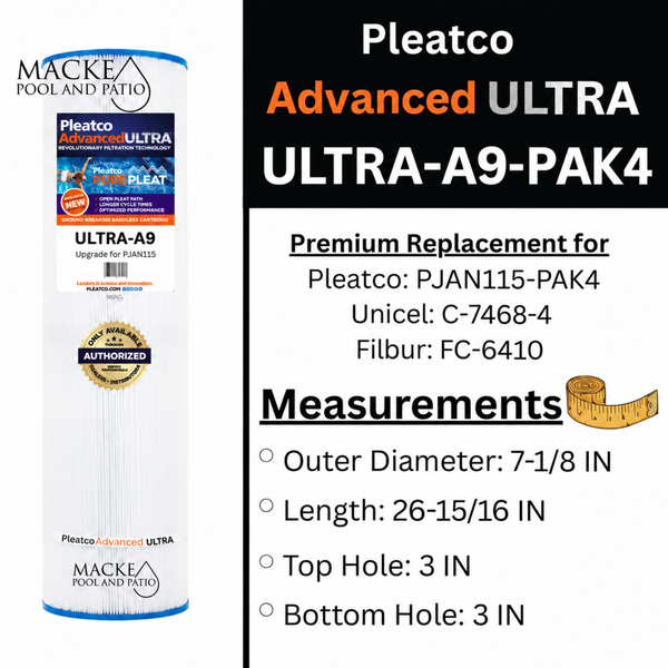 Pleatco Ultra-A9 Pool Filter Cartridges – 4 Pack for Jandy CL460 & CV460