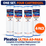 Pleatco Ultra-A9 Pool Filter Cartridges – 4 Pack for Jandy CL460 & CV460
