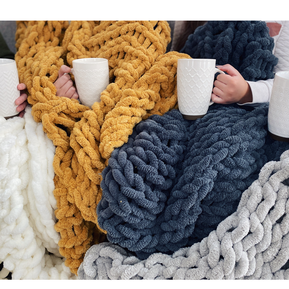 Large Chunky Knit Throw Blankets  50