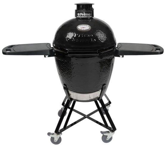 Primo All-In-One Large Round Ceramic Kamado Grill With Cradle & Side Shelves (2021 Model) - Macke Pool & Patio