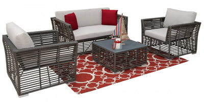 Panama Jack Graphite 4 PC Seating Set w/off-white cushions