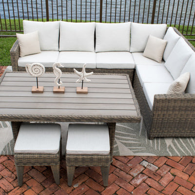 Spanish Wells 3 PC Sectional Set w/tan cushions